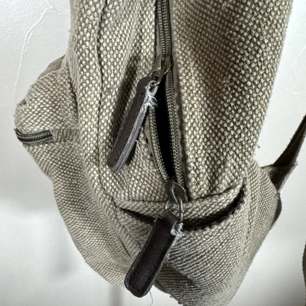 Portage Travel Gear Olive Canvas Backpack With Brown Leather Accents Multiple Co